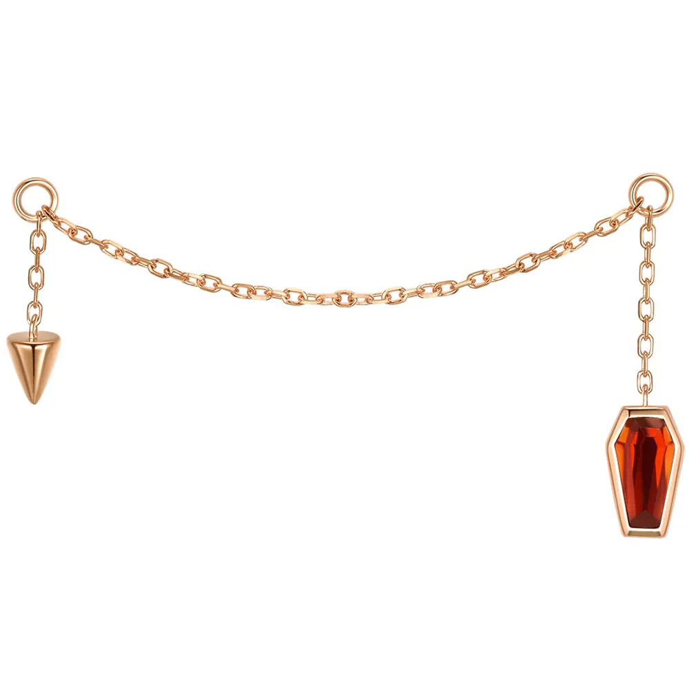 Coffin and Spike Chain Attachment in Gold with Genuine Gemstone - Image 5