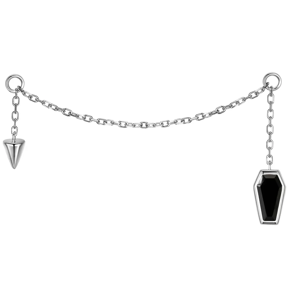 Coffin and Spike Chain Attachment in Gold with Genuine Gemstone - Image 7