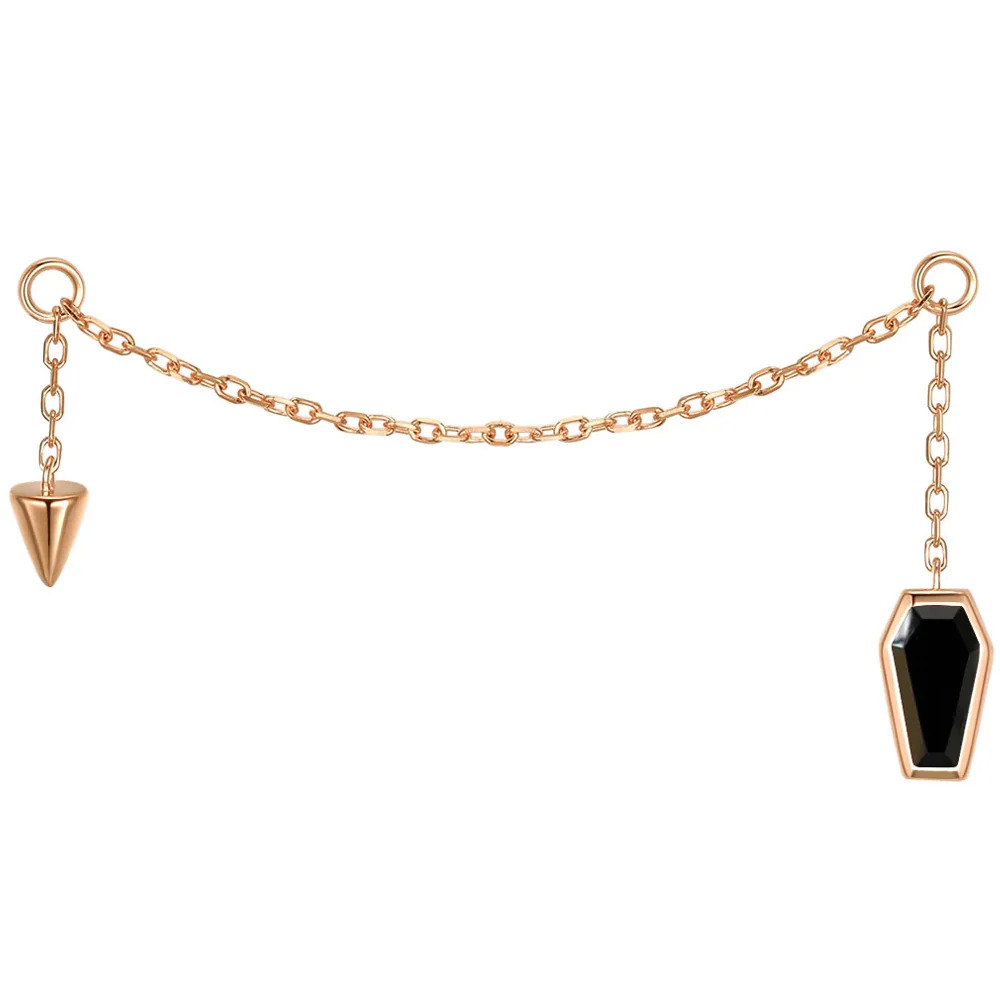 Coffin and Spike Chain Attachment in Gold with Genuine Gemstone - Image 8