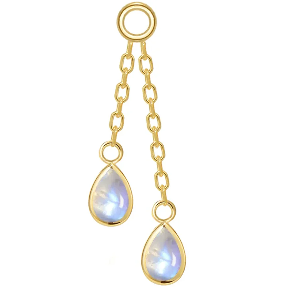 Double Pear Cabochon Chain Charm with Moonstone - Image 3