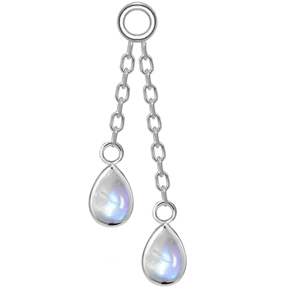 Double Pear Cabochon Chain Charm with Moonstone - Image 4