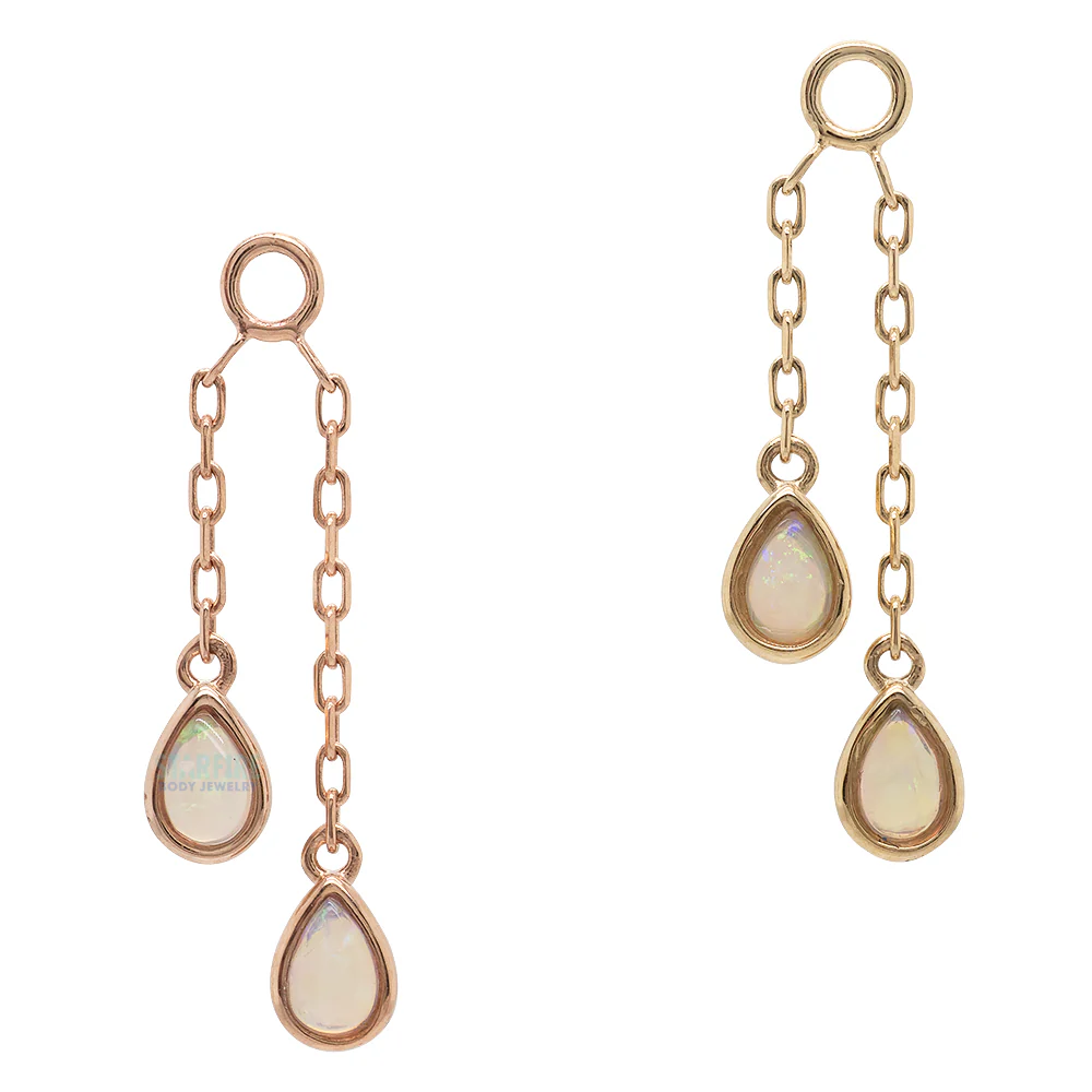 Double Pear Cabochon Chain Charm with Opals - Image 3