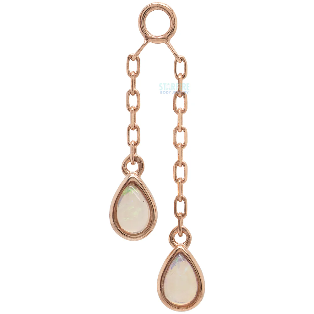 Double Pear Cabochon Chain Charm with Opals - Image 5