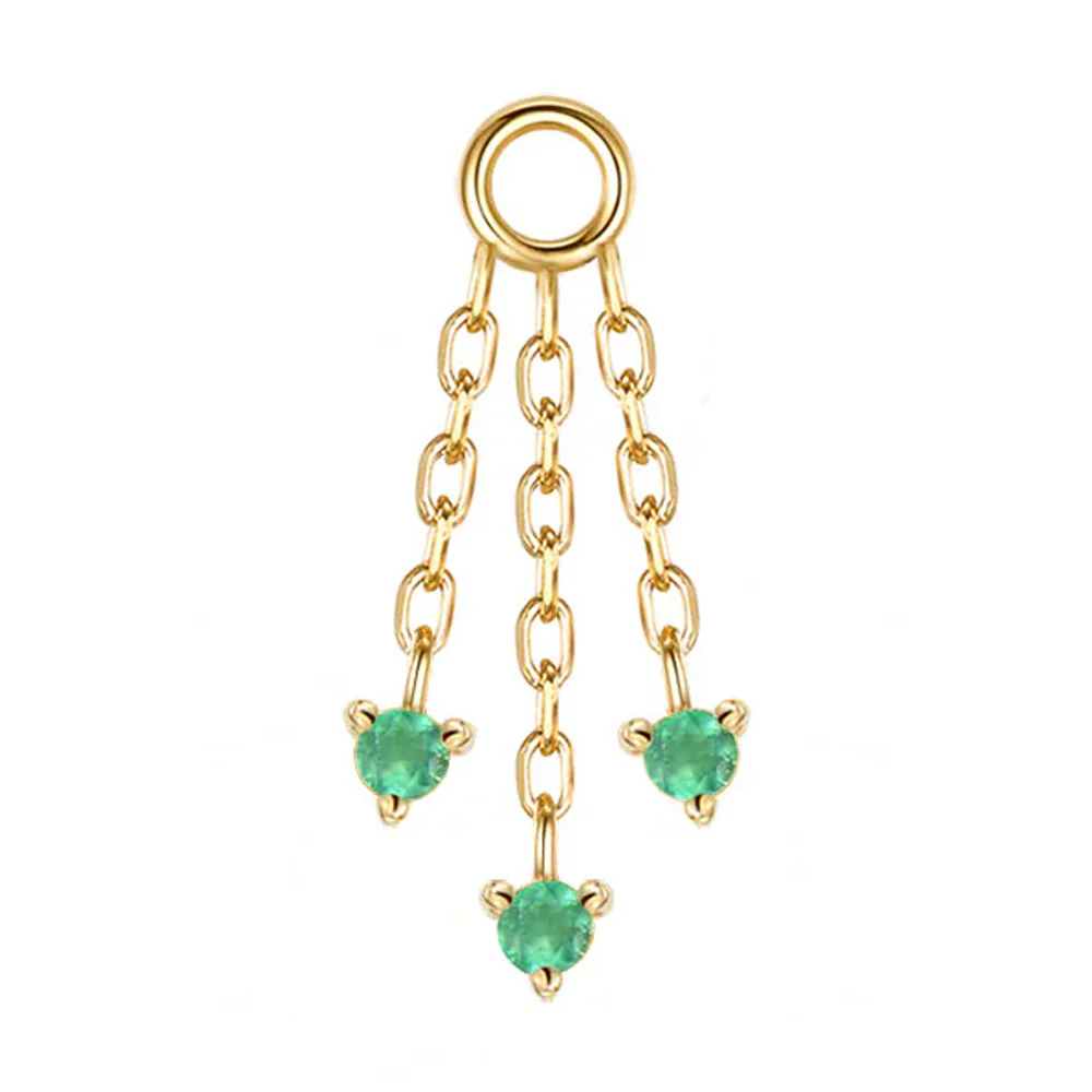 "Esme" Chain Charm in Gold with Green Chalcedony - Image 2