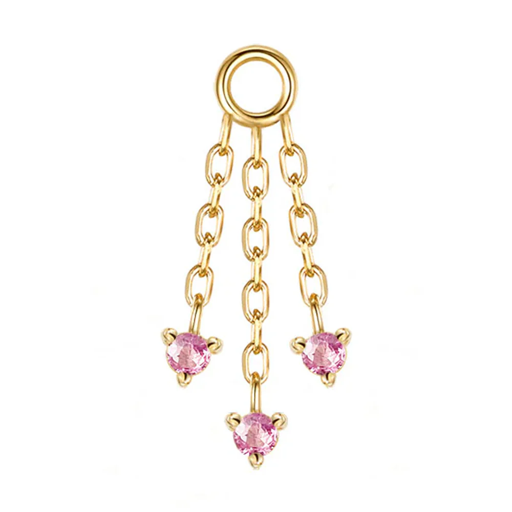 "Esme" Chain Charm in Gold with Pink Sapphires - Image 2