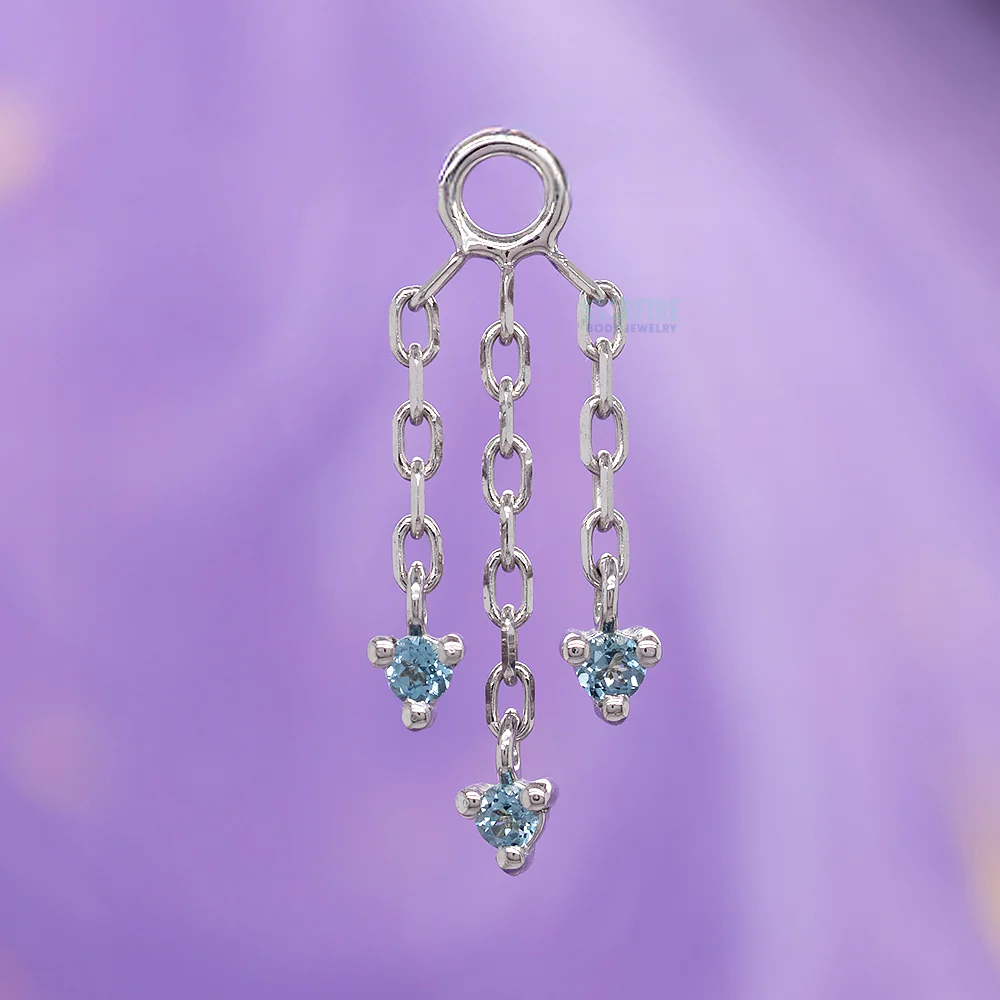 "Esme" Chain Charm in Gold with Swiss Blue Topaz - Image 2
