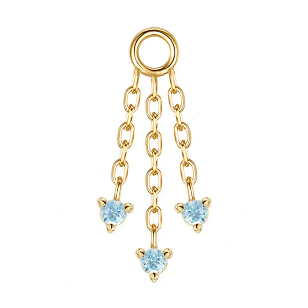 "Esme" Chain Charm in Gold with Swiss Blue Topaz - Image 3