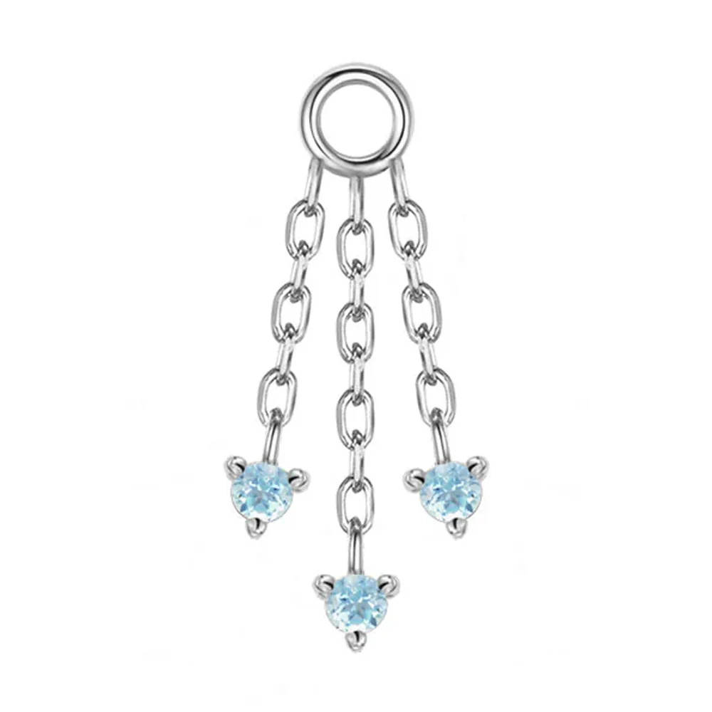 "Esme" Chain Charm in Gold with Swiss Blue Topaz - Image 4