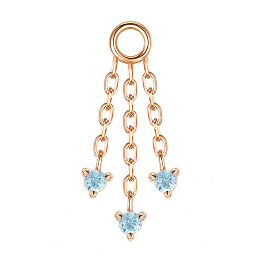 "Esme" Chain Charm in Gold with Swiss Blue Topaz - Image 5