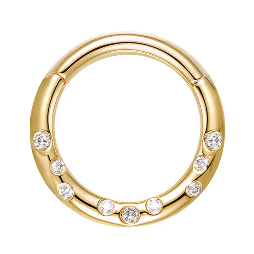 "Essie" Hinge Ring / Clicker in Gold with Diamonds - Image 2