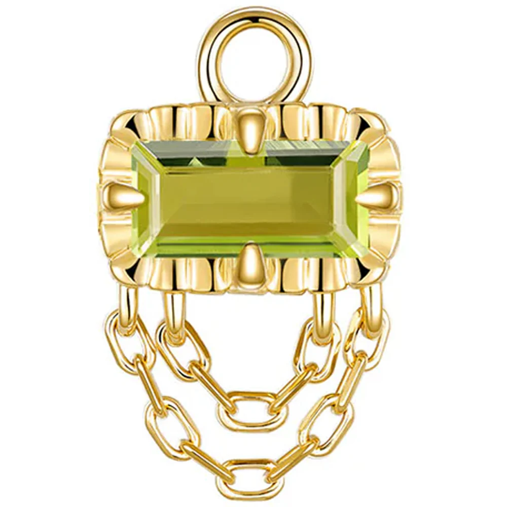 Fluted Edge "Hazel" Charm with Chains in Gold with Genuine Gemstones - Image 2