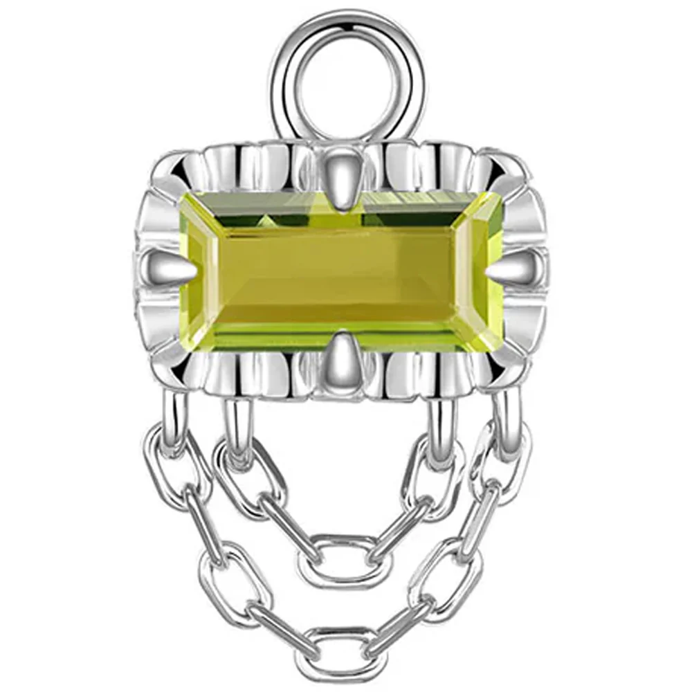 Fluted Edge "Hazel" Charm with Chains in Gold with Genuine Gemstones - Image 3