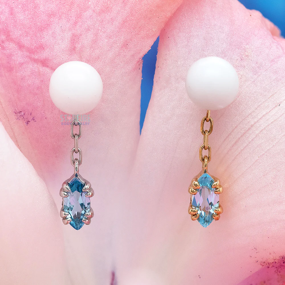 "Georgia" Chain Charm in Gold with Sky Blue Topaz - Image 2