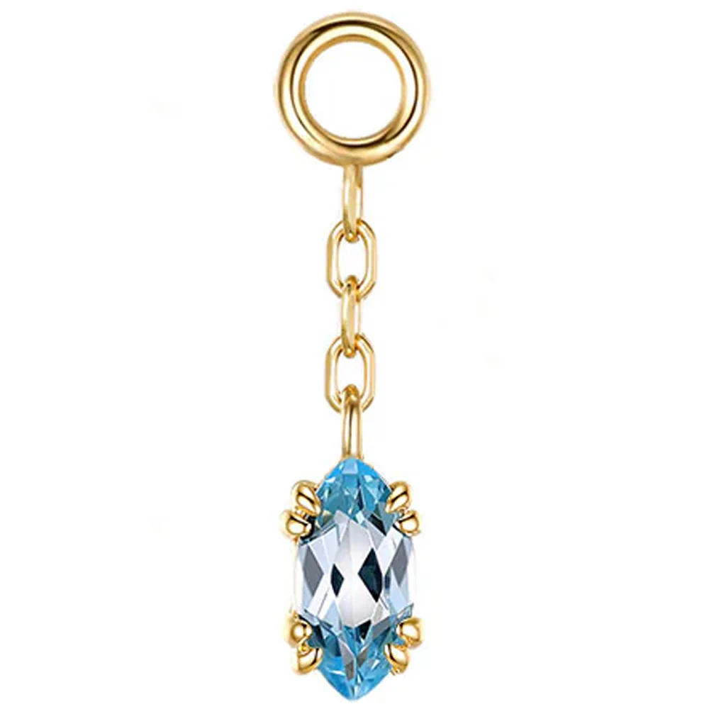 "Georgia" Chain Charm in Gold with Sky Blue Topaz - Image 3