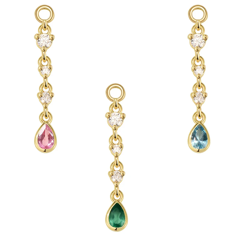 "Juvia" Chain Charm in Gold with Genuine Gemstones - Image 2