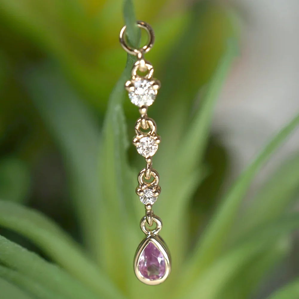 "Juvia" Chain Charm in Gold with Genuine Gemstones - Image 3