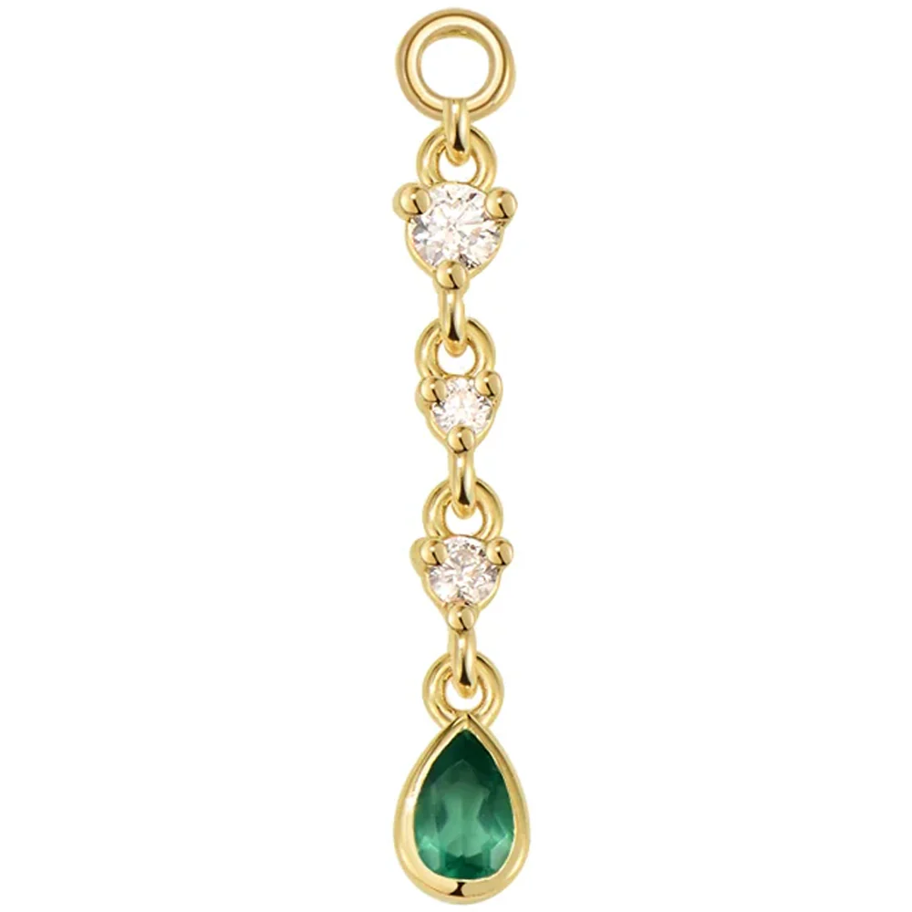 "Juvia" Chain Charm in Gold with Genuine Gemstones - Image 4