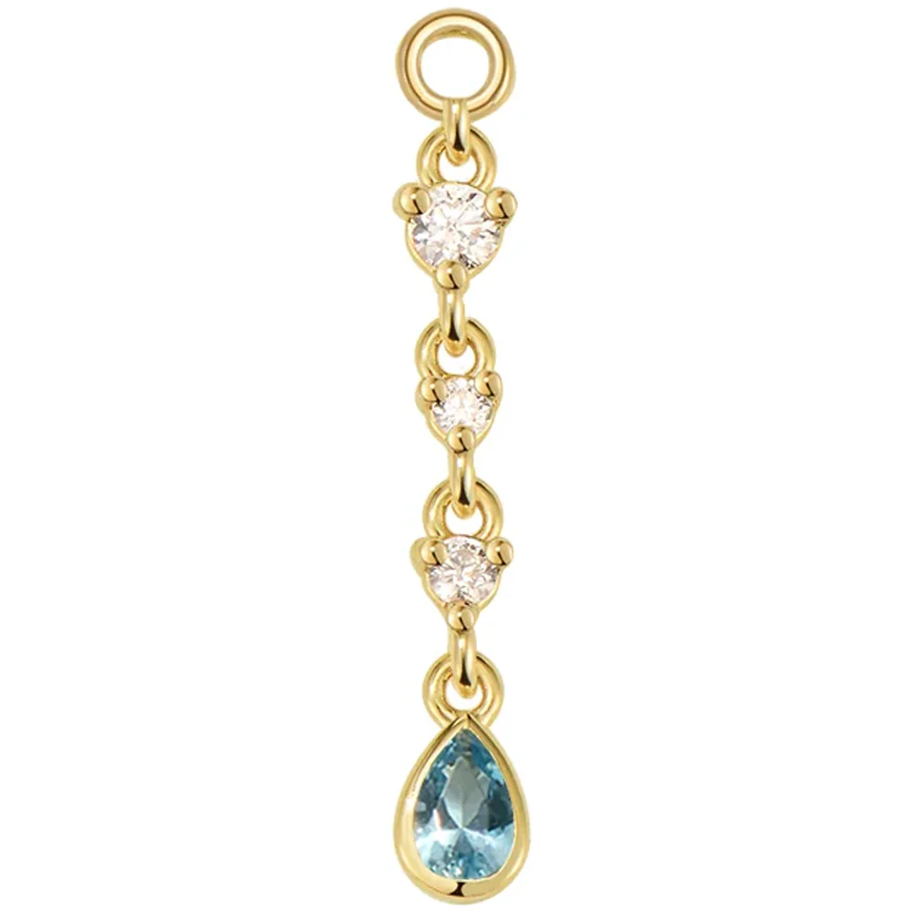"Juvia" Chain Charm in Gold with Genuine Gemstones - Image 5