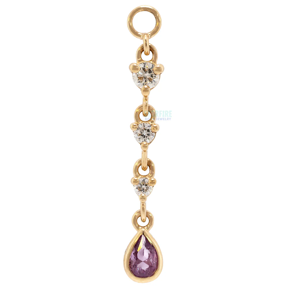 "Juvia" Chain Charm in Gold with Genuine Gemstones - Image 6