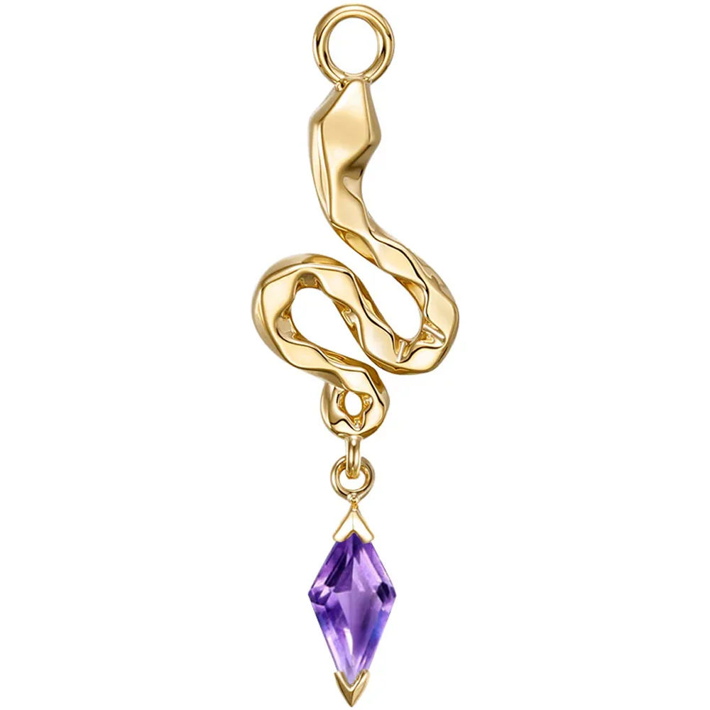 "Petra" Snake Charm in Gold with Gemstone - Image 4