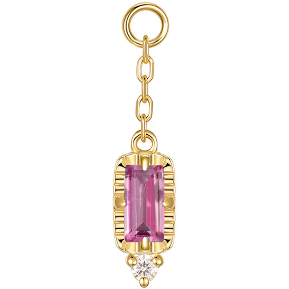 "Sylvie" Chain Charm in Gold with Genuine Gemstones - Image 2