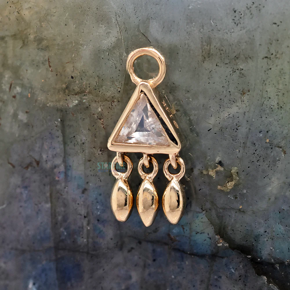 "Tessa" Charm in Gold with Colored Genuine Gemstone - Image 2