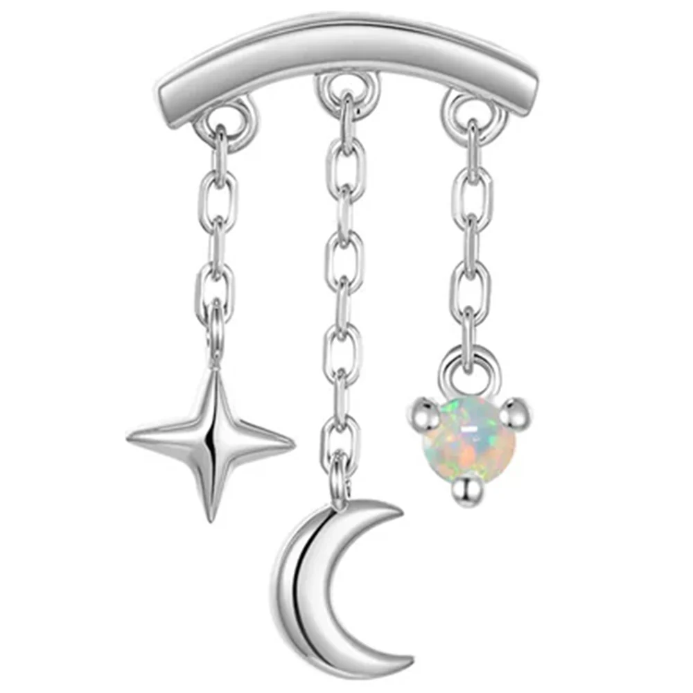 threadless: "Cassiopeia" Hidden Helix End with Chains in Gold with Genuine Gemstone - Image 23