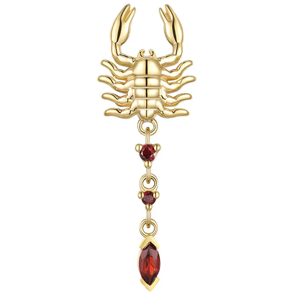 threadless: "Draco" Scorpion End in Gold with Red Garnet - Image 3