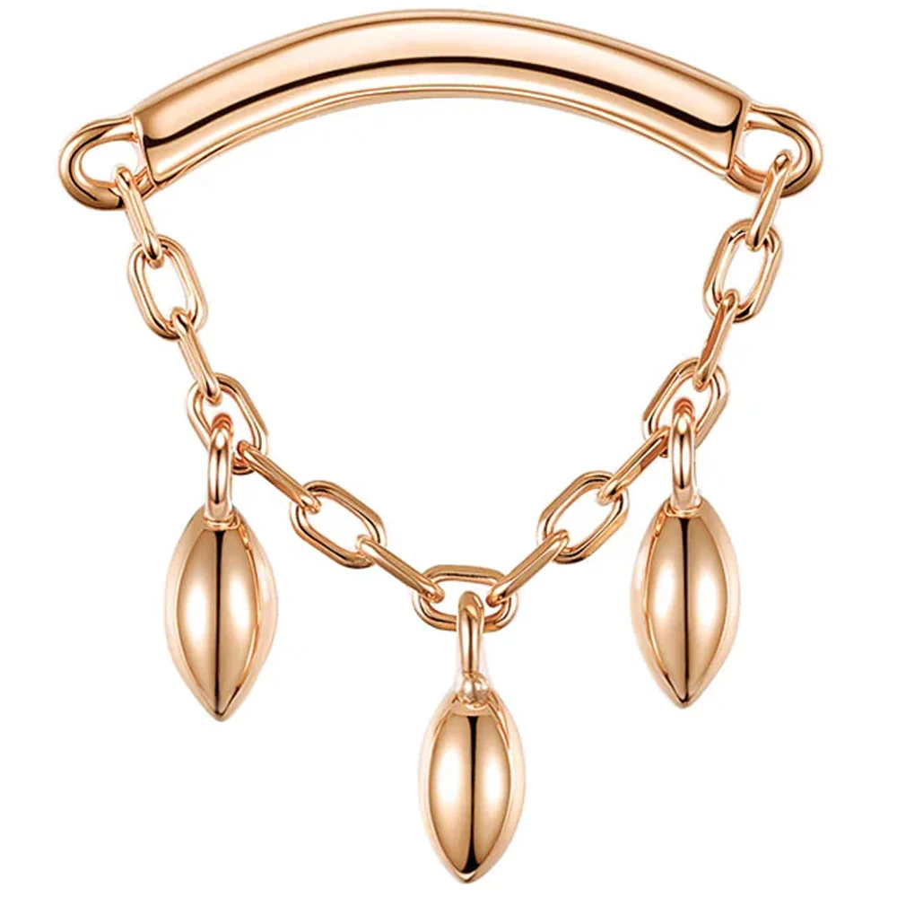 threadless: "Dripping Marquise Bead" Hidden Helix End with Chain in Gold - Image 3