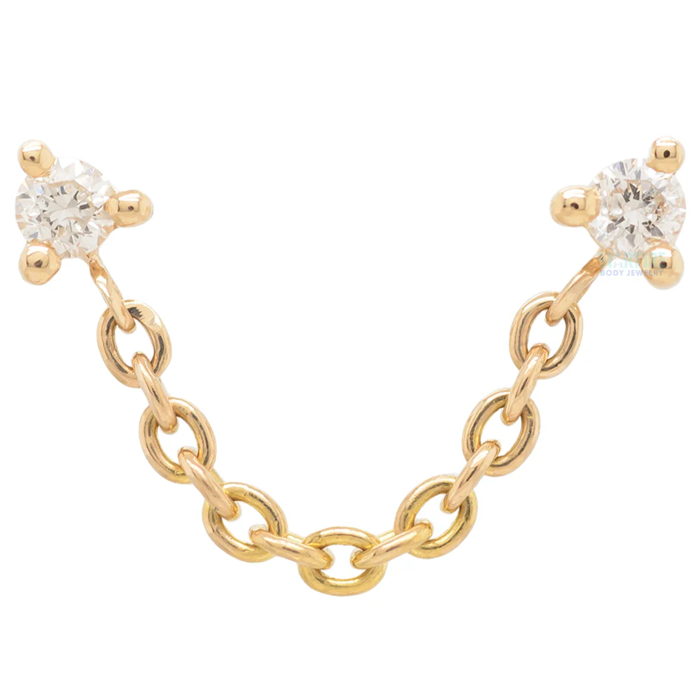 threadless: "Gemini" Chain Dual Pin End in Gold with Diamonds - Image 3