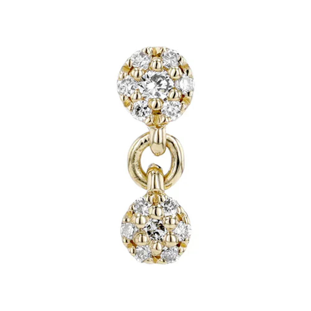 threadless: "Hex Mini" End with Dangle in Gold with Diamonds