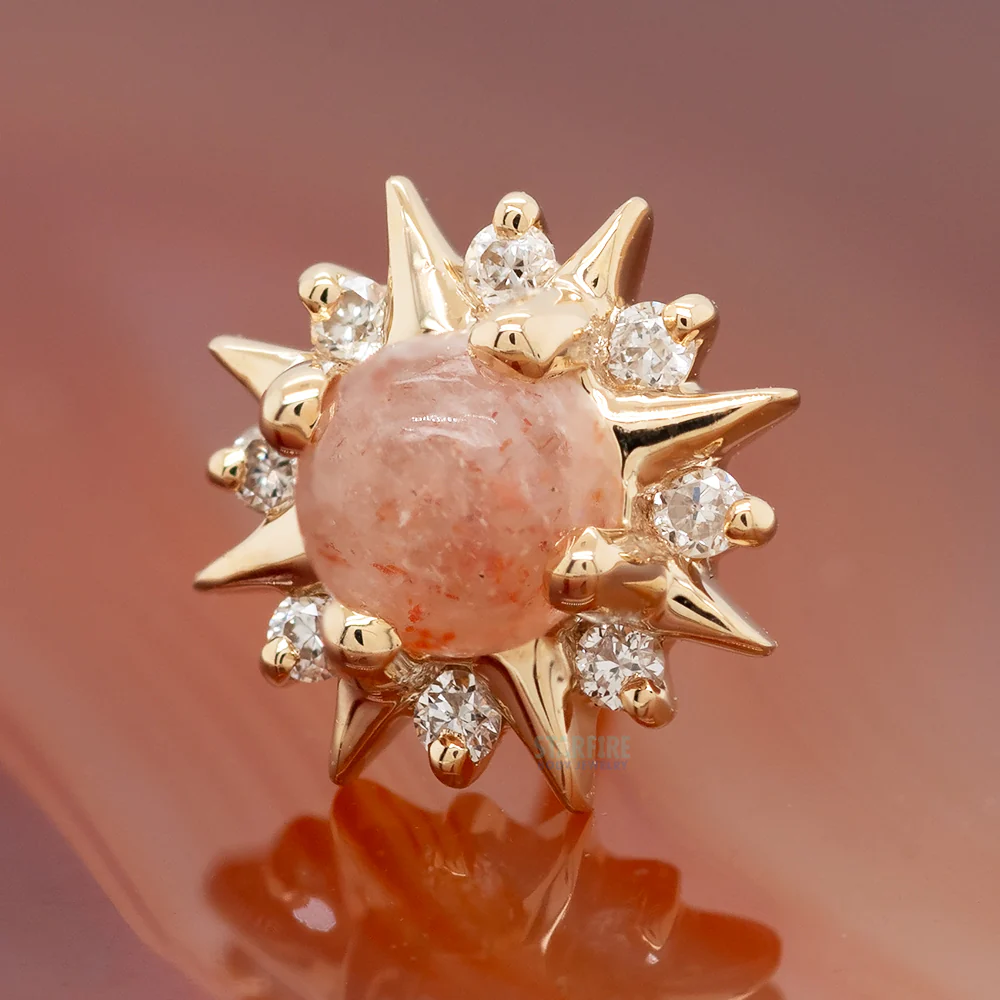 threadless: "Surya" End in Gold with Oregon Sunstone & Diamonds - Image 2