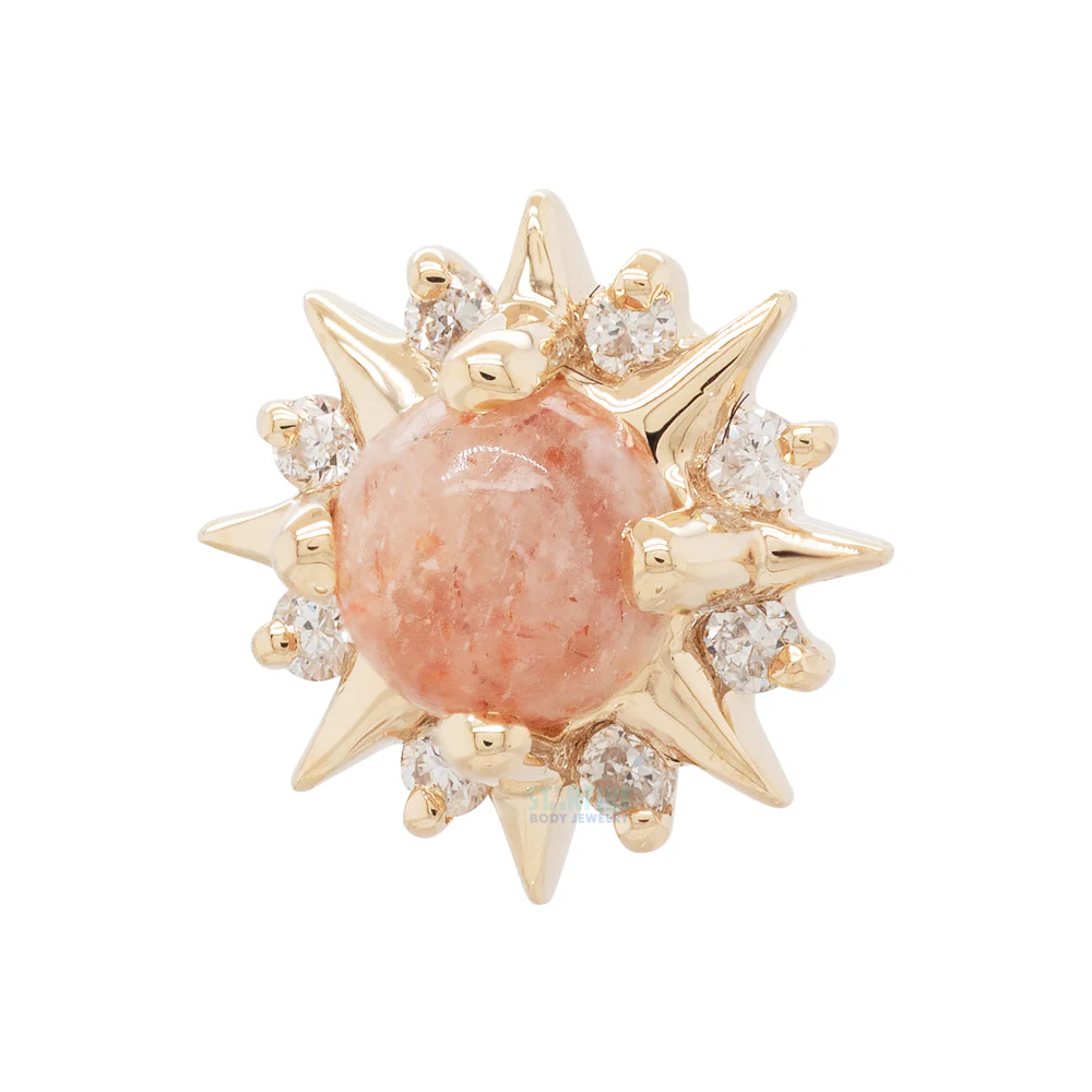 threadless: "Surya" End in Gold with Oregon Sunstone & Diamonds - Image 3