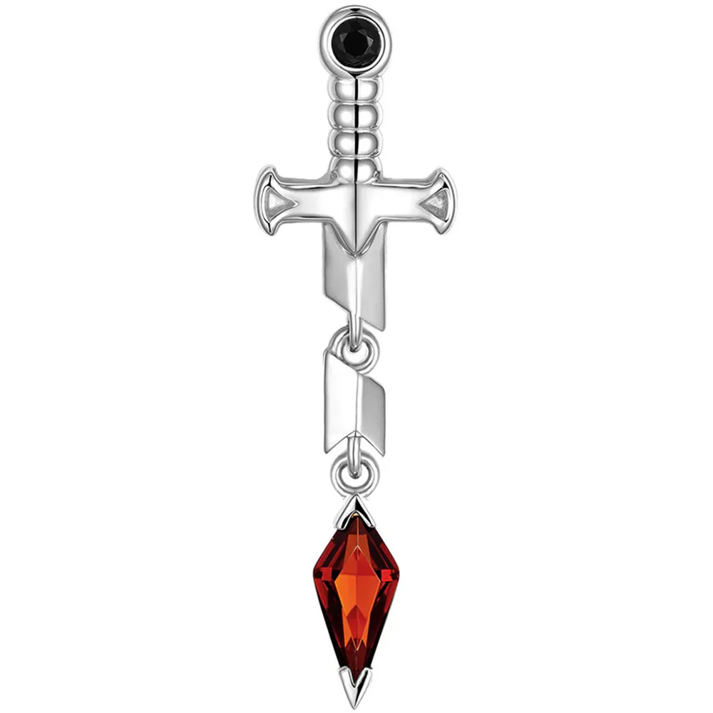 threadless: "Svyn" End in Gold with Black Agate & Red Garnet - Image 4