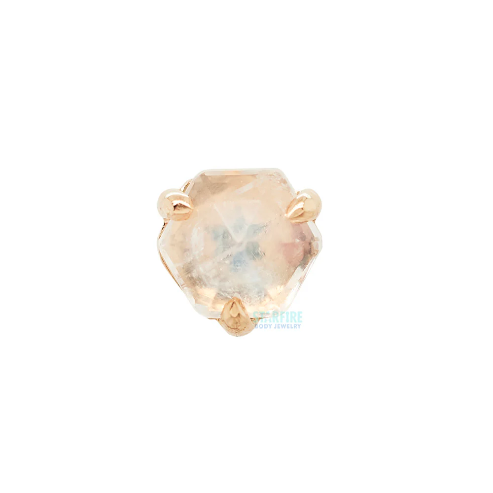 threadless: Claw Prong Hexagon Faceted End in Gold with Moonstone