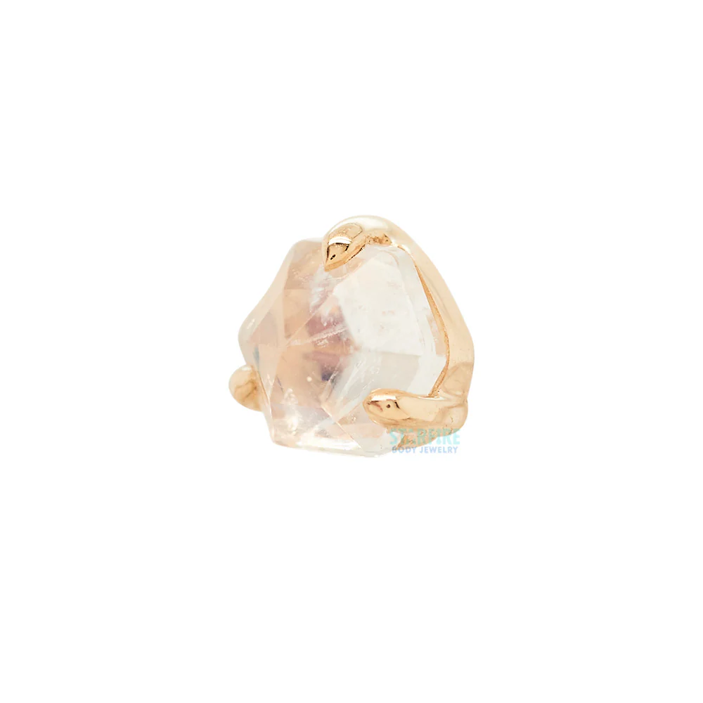 threadless: Claw Prong Hexagon Faceted End in Gold with Moonstone - Image 3