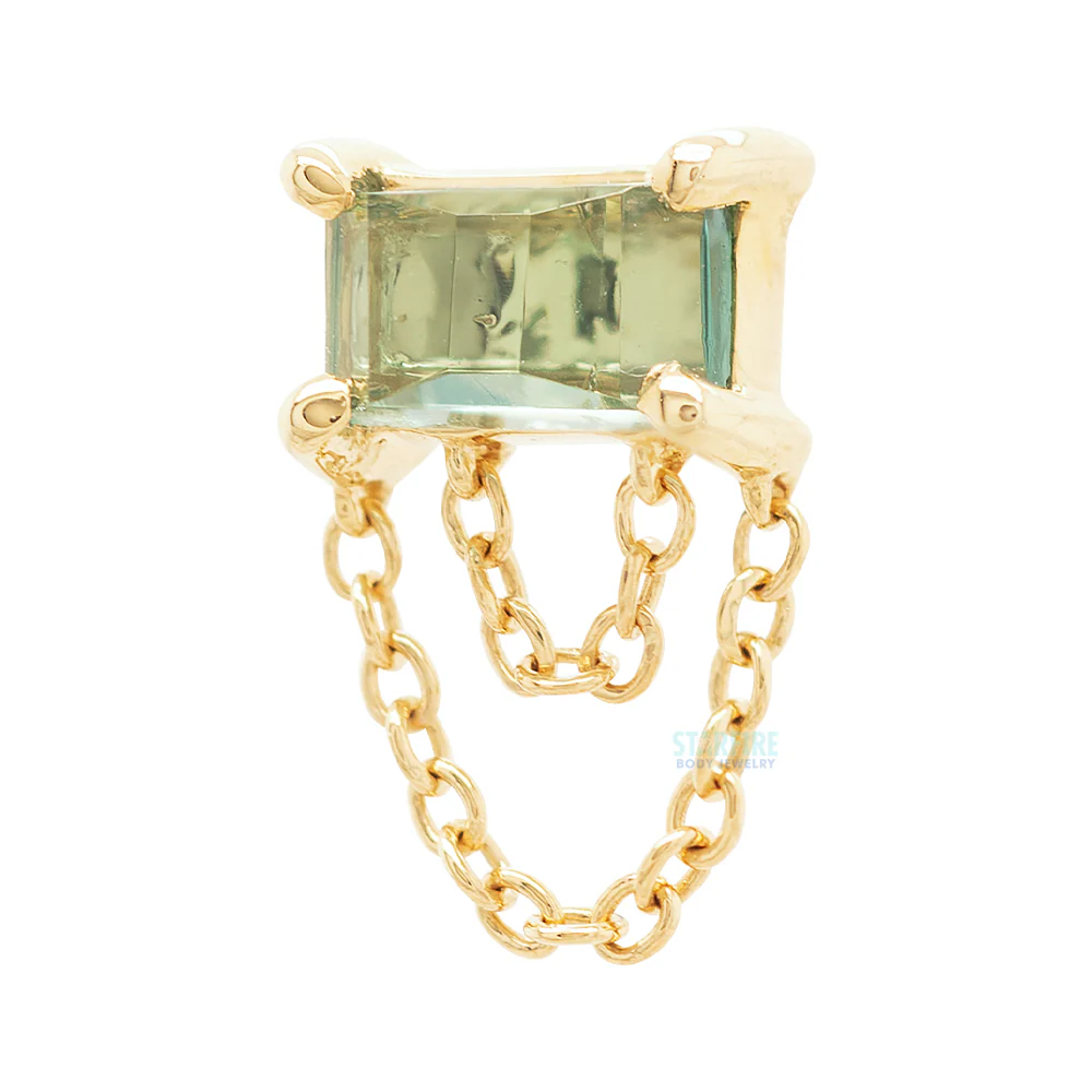 threadless: Tourmaline Flat Back Bar End with Chains in Gold