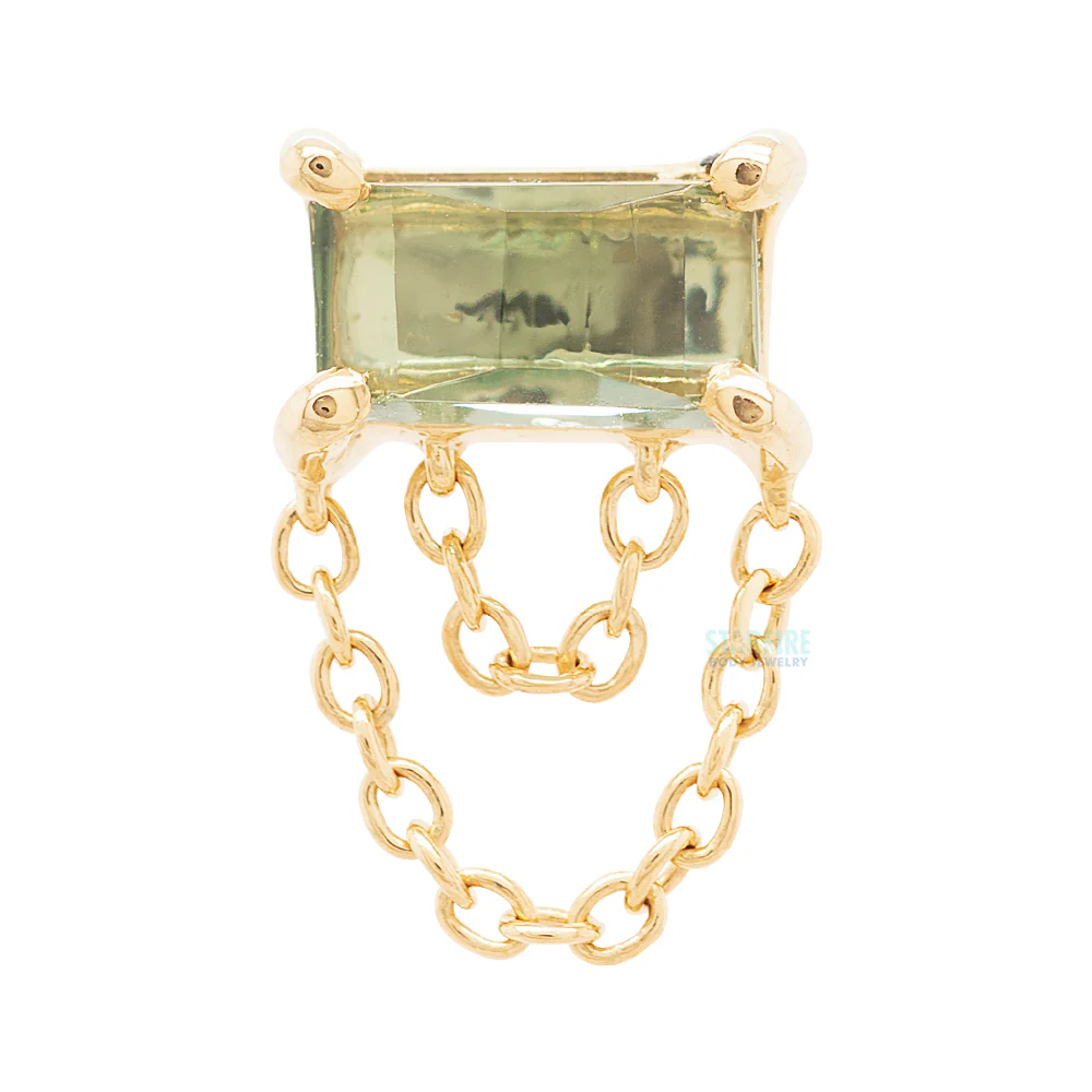 threadless: Tourmaline Flat Back Bar End with Chains in Gold - Image 3