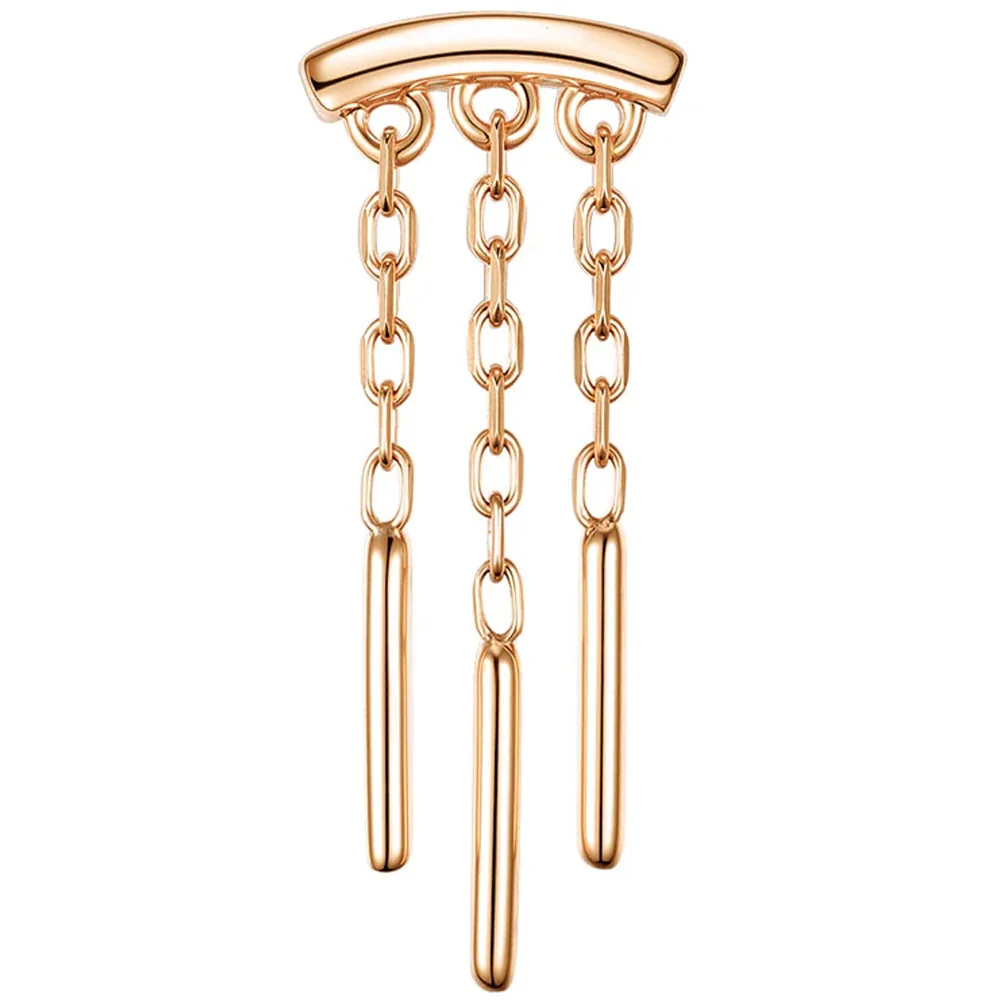 threadless: "Triple Wind Chime" Hidden Helix End with Chains in Gold - Image 5
