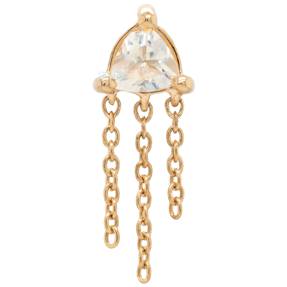 threadless: "Veronika" End with Chains in Gold with Faceted Moonstone Trillion - Image 3