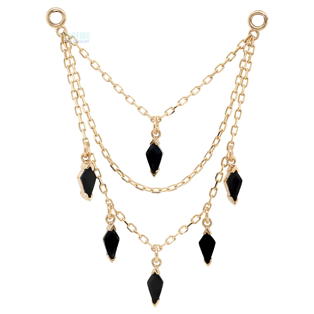 Triple Chain with Dripping Kite Black Agates - Image 3