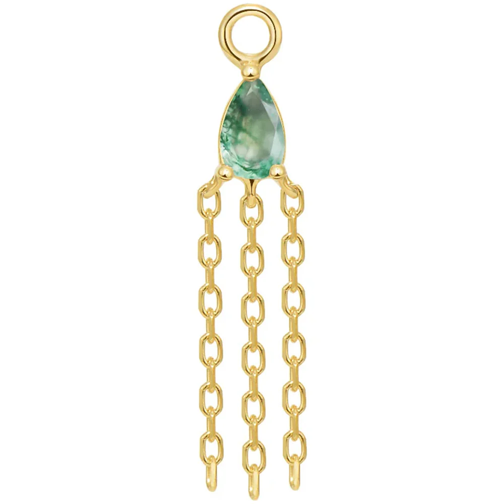 "Veronika Mini" Pear Chain Charm in Gold with Colored Genuine Gemstone - Image 6