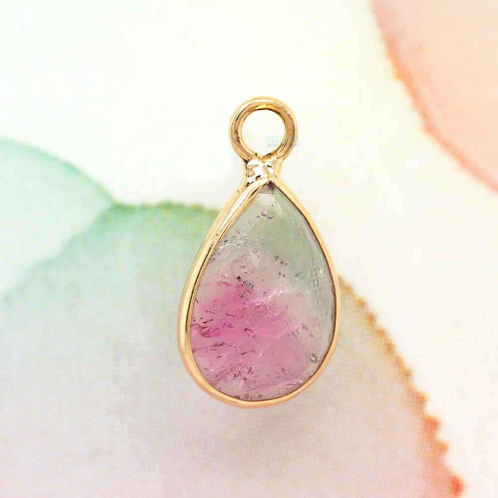 Watermelon Tourmaline Bezel Charm in Gold - Image 2