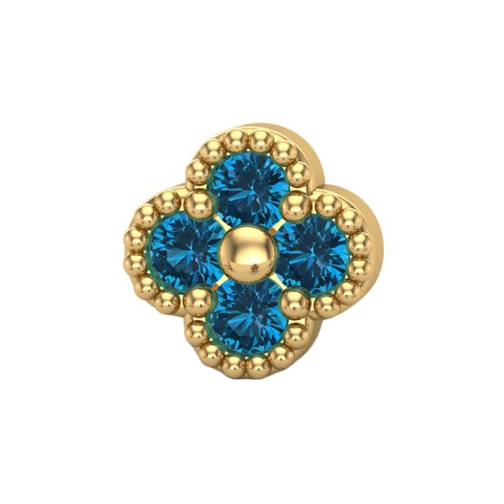Big Clover Threaded End in Gold with CZ's - Image 10