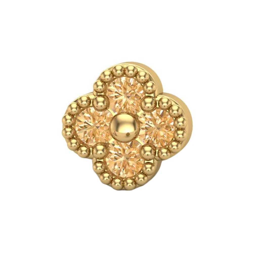 Big Clover Threaded End in Gold with CZ's - Image 11