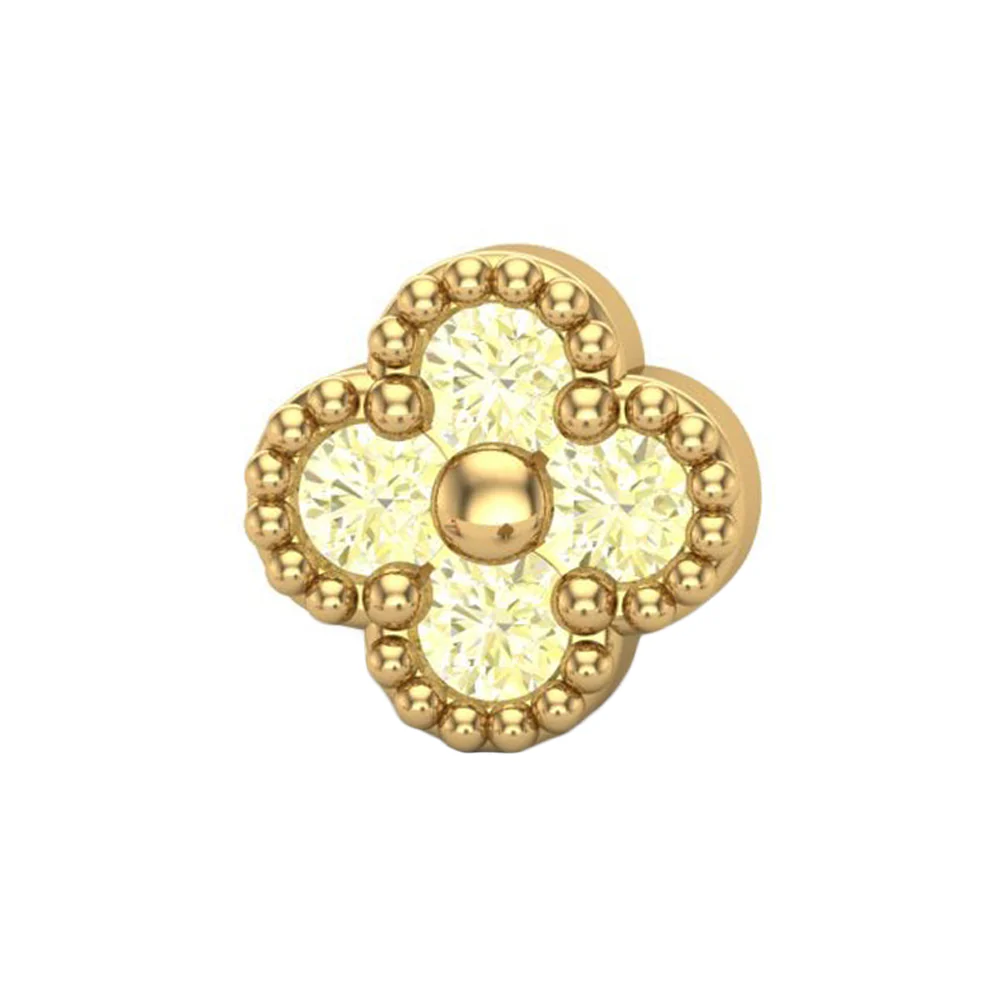 Big Clover Threaded End in Gold with CZ's - Image 12