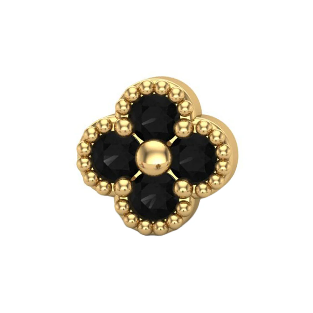 Big Clover Threaded End in Gold with CZ's - Image 5
