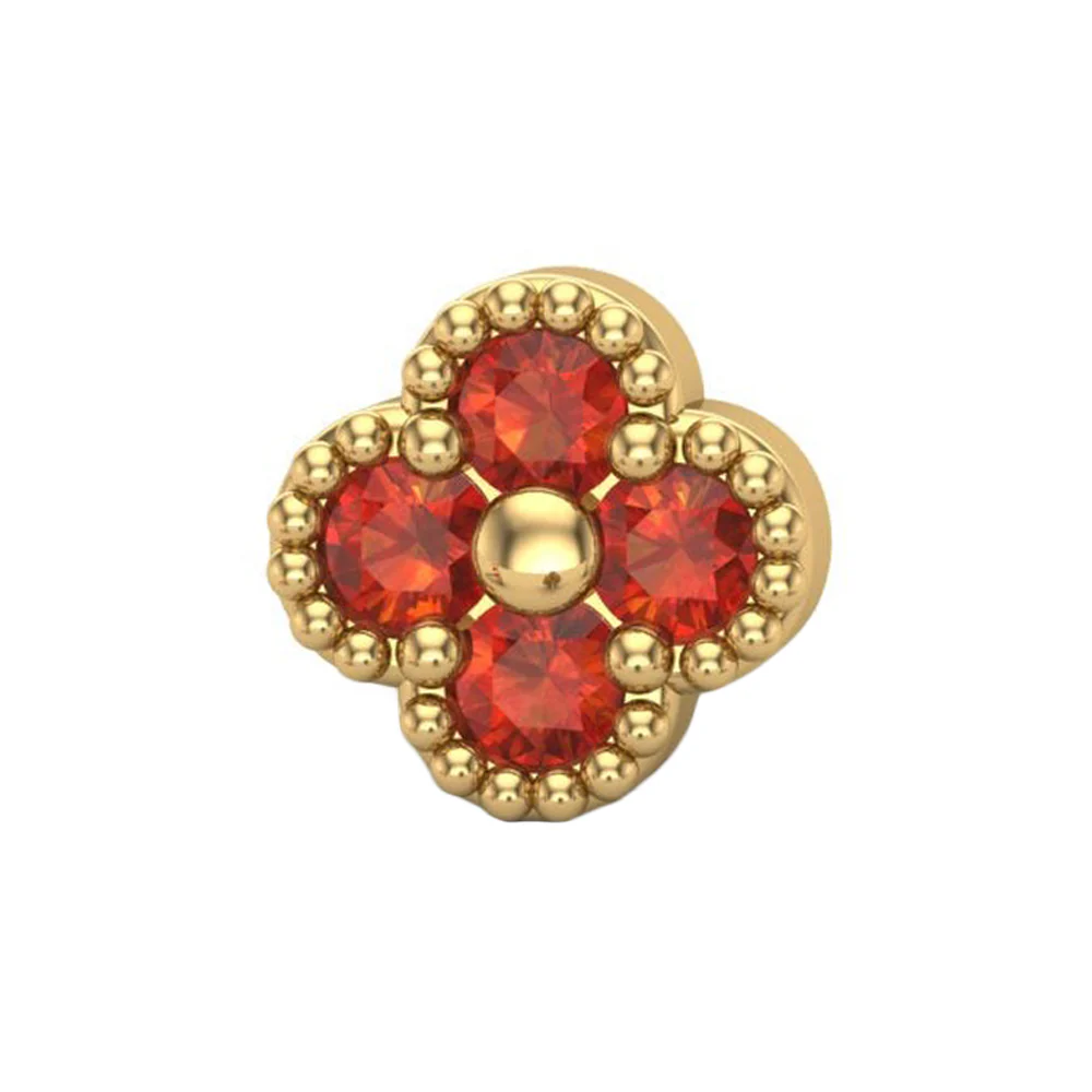 Big Clover Threaded End in Gold with CZ's - Image 6
