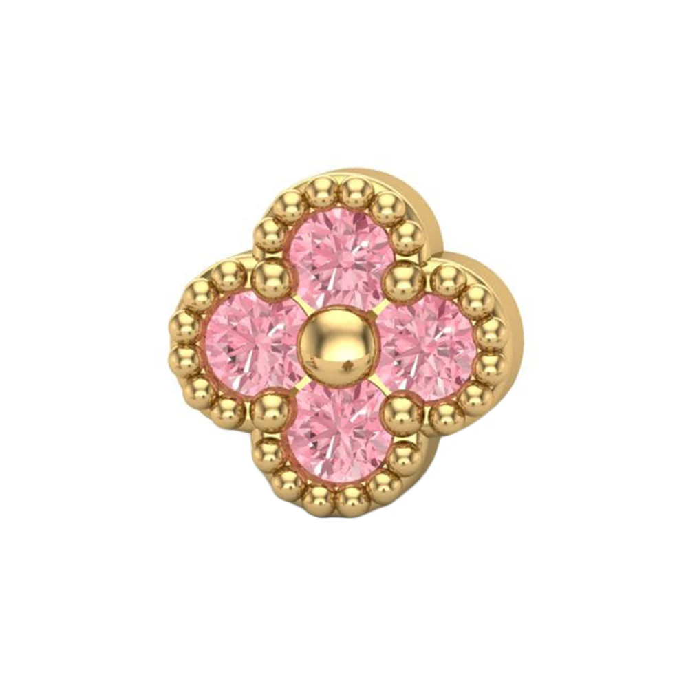 Big Clover Threaded End in Gold with CZ's - Image 8