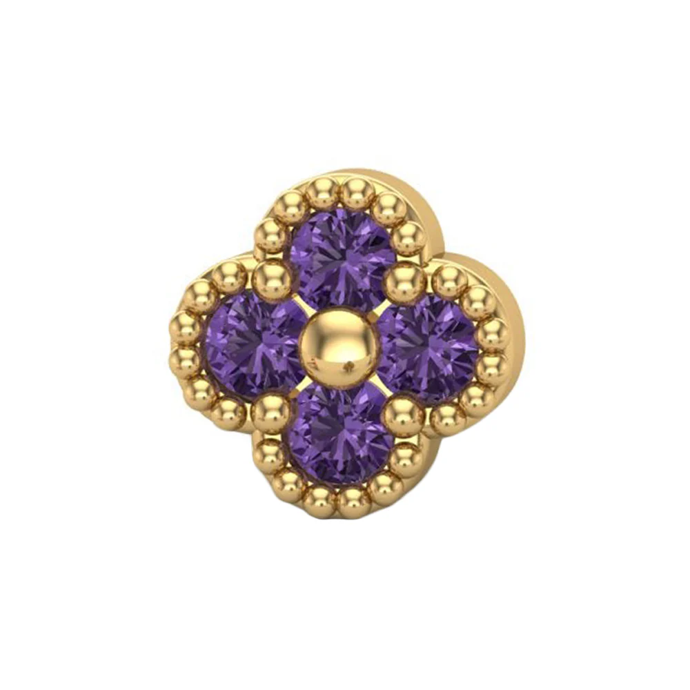 Big Clover Threaded End in Gold with CZ's - Image 9